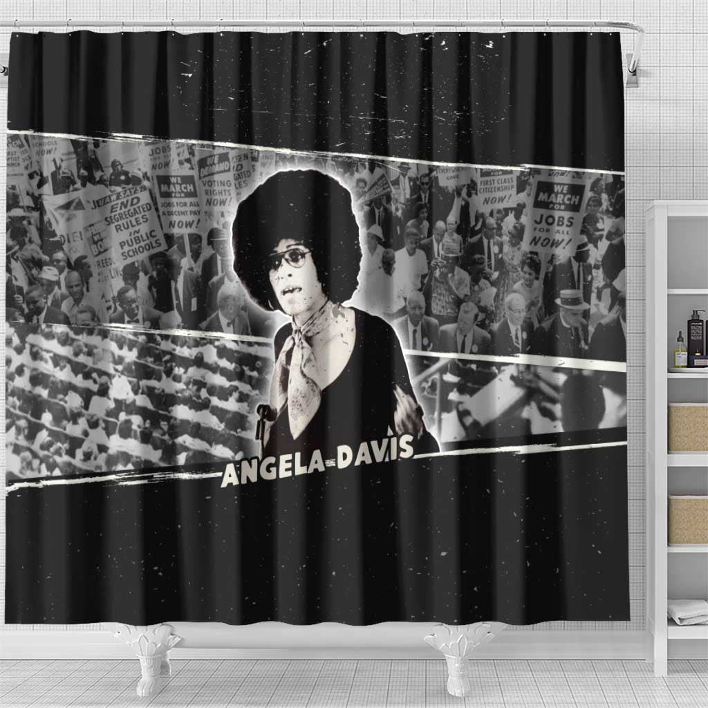 Angela Davis Shower Curtain Protest Design Liberating Minds and Society Quote Civil Rights Movement - Wonder Print Shop