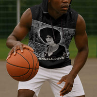 Angela Davis Sleeveless Hoodie Protest Design Liberating Minds and Society Quote Civil Rights Movement - Wonder Print Shop