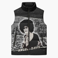 Angela Davis Sleeveless Puffer Jacket Protest Design Liberating Minds and Society Quote Civil Rights Movement - Wonder Print Shop