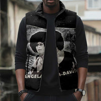 Angela Davis Sleeveless Puffer Jacket Protest Design Liberating Minds and Society Quote Civil Rights Movement - Wonder Print Shop