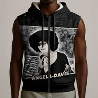 Angela Davis Sleeveless Zip Hoodie Protest Design Liberating Minds and Society Quote Civil Rights Movement - Wonder Print Shop