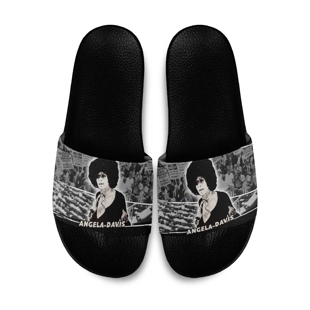 Angela Davis Slide Sandals Protest Design Liberating Minds and Society Quote Civil Rights Movement - Wonder Print Shop