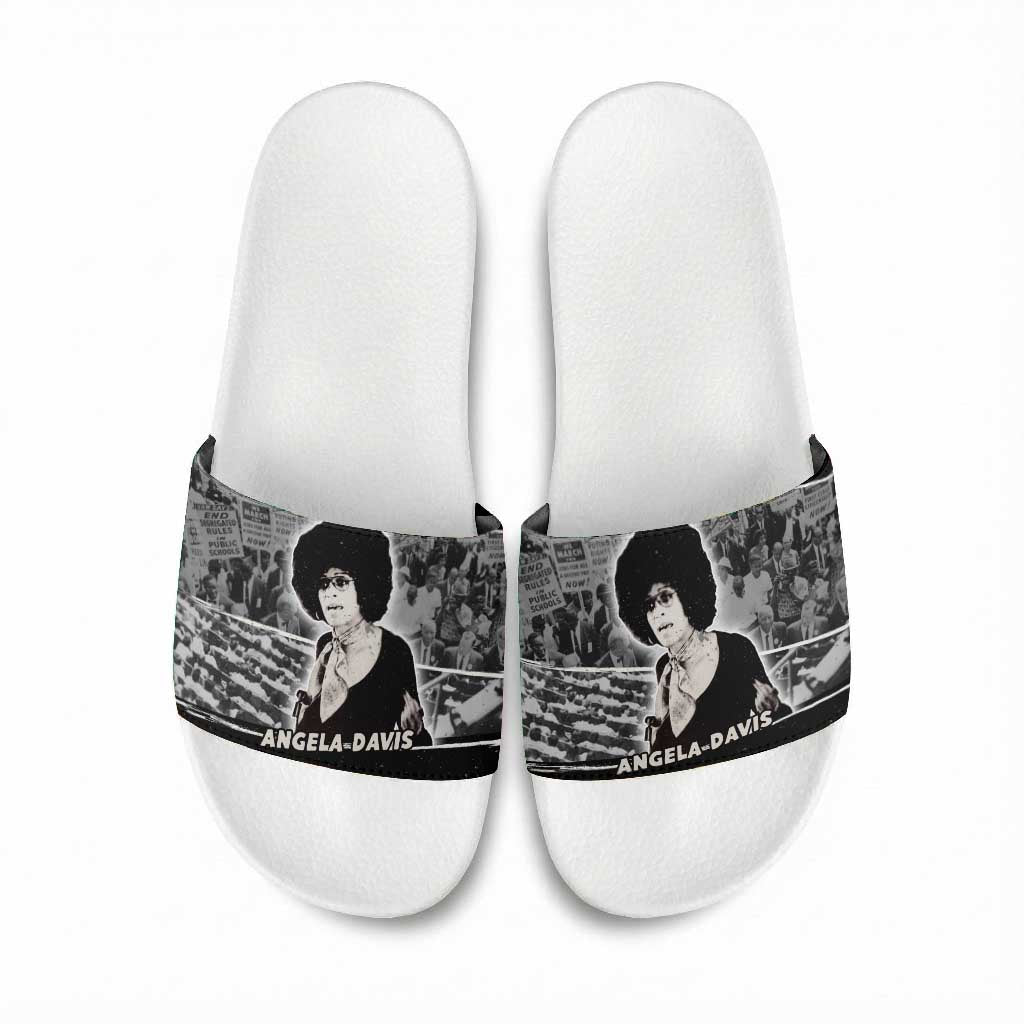 Angela Davis Slide Sandals Protest Design Liberating Minds and Society Quote Civil Rights Movement - Wonder Print Shop