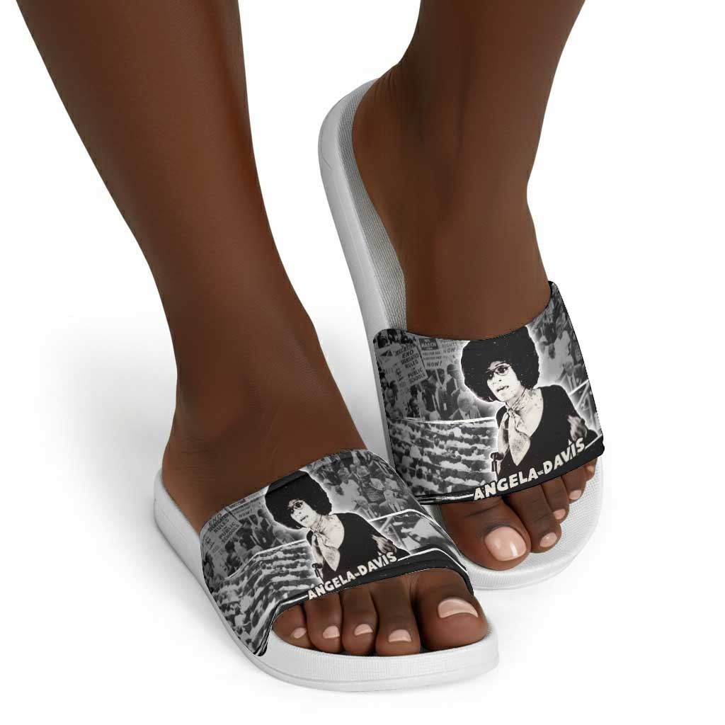 Angela Davis Slide Sandals Protest Design Liberating Minds and Society Quote Civil Rights Movement - Wonder Print Shop