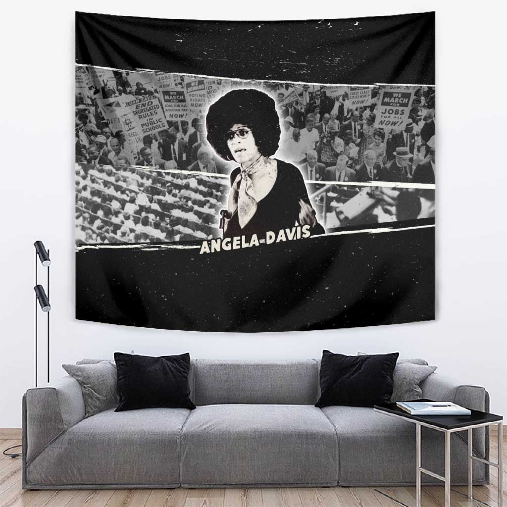 Angela Davis Tapestry Protest Design Liberating Minds and Society Quote Civil Rights Movement - Wonder Print Shop