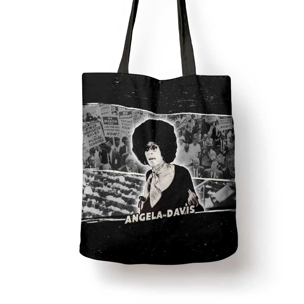 Angela Davis Tote Bag Protest Design Liberating Minds and Society Quote Civil Rights Movement - Wonder Print Shop