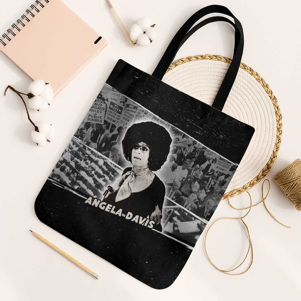 Angela Davis Tote Bag Protest Design Liberating Minds and Society Quote Civil Rights Movement - Wonder Print Shop