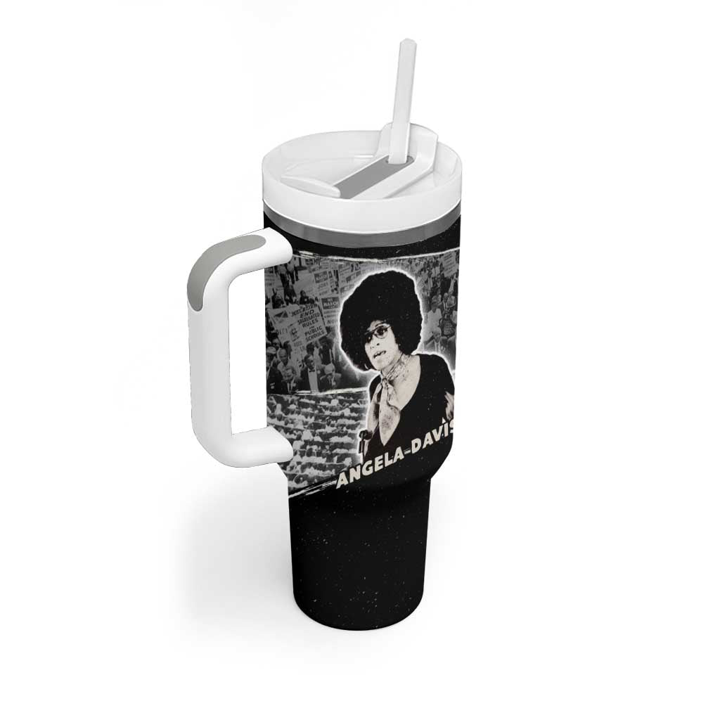 Angela Davis Tumbler With Handle Protest Design Liberating Minds and Society Quote Civil Rights Movement - Wonder Print Shop
