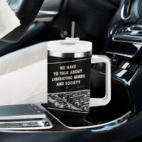 Angela Davis Tumbler With Handle Protest Design Liberating Minds and Society Quote Civil Rights Movement - Wonder Print Shop