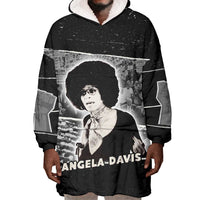 Angela Davis Wearable Blanket Hoodie Protest Design Liberating Minds and Society Quote Civil Rights Movement - Wonder Print Shop