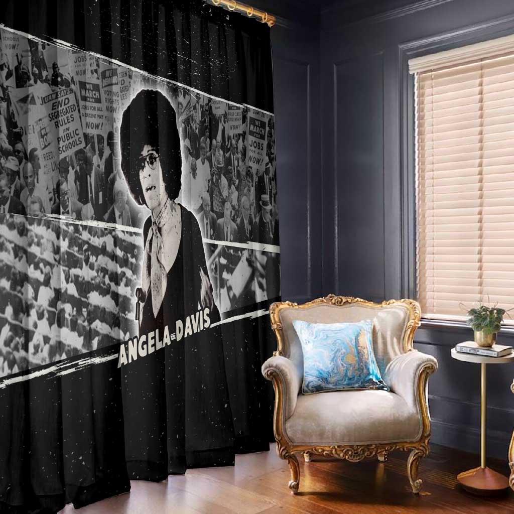 Angela Davis Window Curtain Protest Design Liberating Minds and Society Quote Civil Rights Movement - Wonder Print Shop