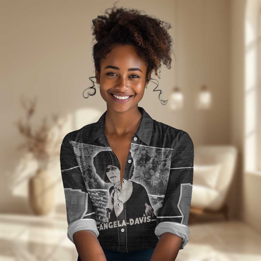 Angela Davis Women Casual Shirt Protest Design Liberating Minds and Society Quote Civil Rights Movement - Wonder Print Shop