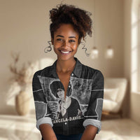 Angela Davis Women Casual Shirt Protest Design Liberating Minds and Society Quote Civil Rights Movement - Wonder Print Shop