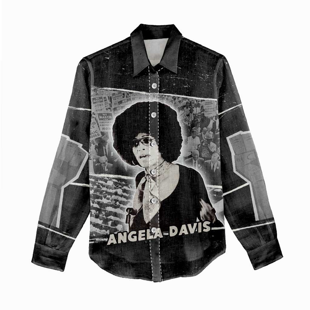 Angela Davis Women Casual Shirt Protest Design Liberating Minds and Society Quote Civil Rights Movement - Wonder Print Shop