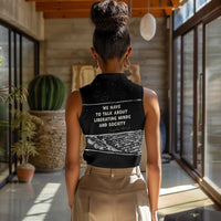 Angela Davis Women Sleeveless Polo Shirt Protest Design Liberating Minds and Society Quote Civil Rights Movement - Wonder Print Shop