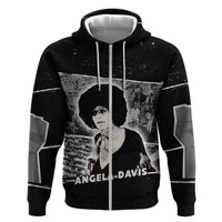 Angela Davis Zip Hoodie Protest Design Liberating Minds and Society Quote Civil Rights Movement - Wonder Print Shop