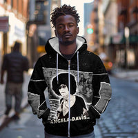 Angela Davis Zip Hoodie Protest Design Liberating Minds and Society Quote Civil Rights Movement - Wonder Print Shop