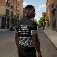 Angela Davis Zipper Polo Shirt Protest Design Liberating Minds and Society Quote Civil Rights Movement - Wonder Print Shop
