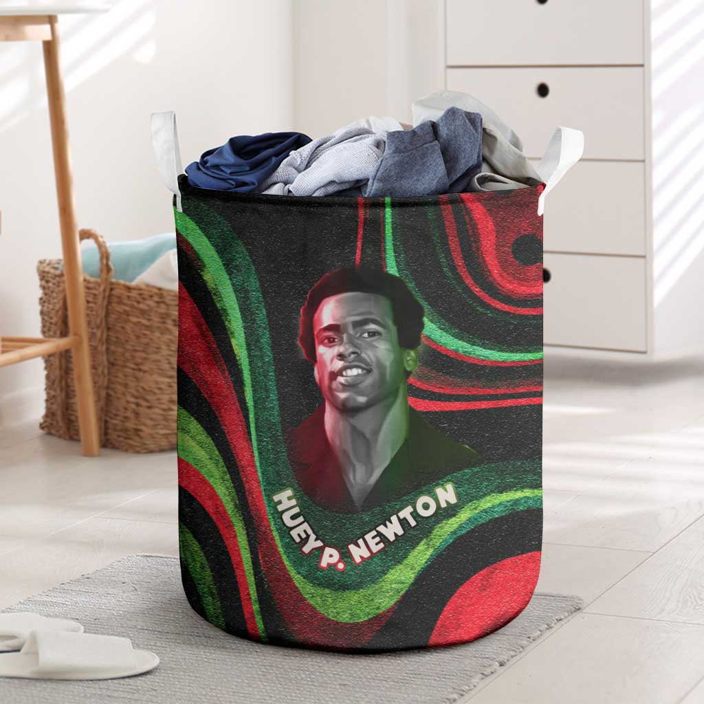 Huey P. Newton Laundry Basket Swirl Design Black Panther Party Symbol Revolutionary Tribute - Wonder Print Shop