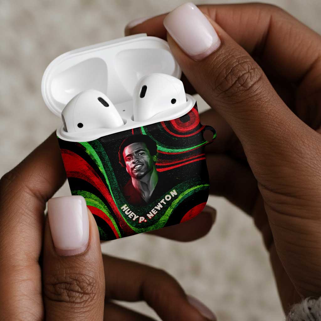 Huey P. Newton AirPods Case Swirl Design Black Panther Party Symbol Revolutionary Tribute - Wonder Print Shop