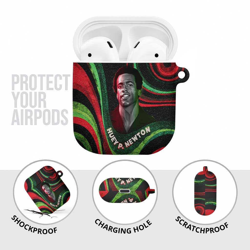 Huey P. Newton AirPods Case Swirl Design Black Panther Party Symbol Revolutionary Tribute - Wonder Print Shop