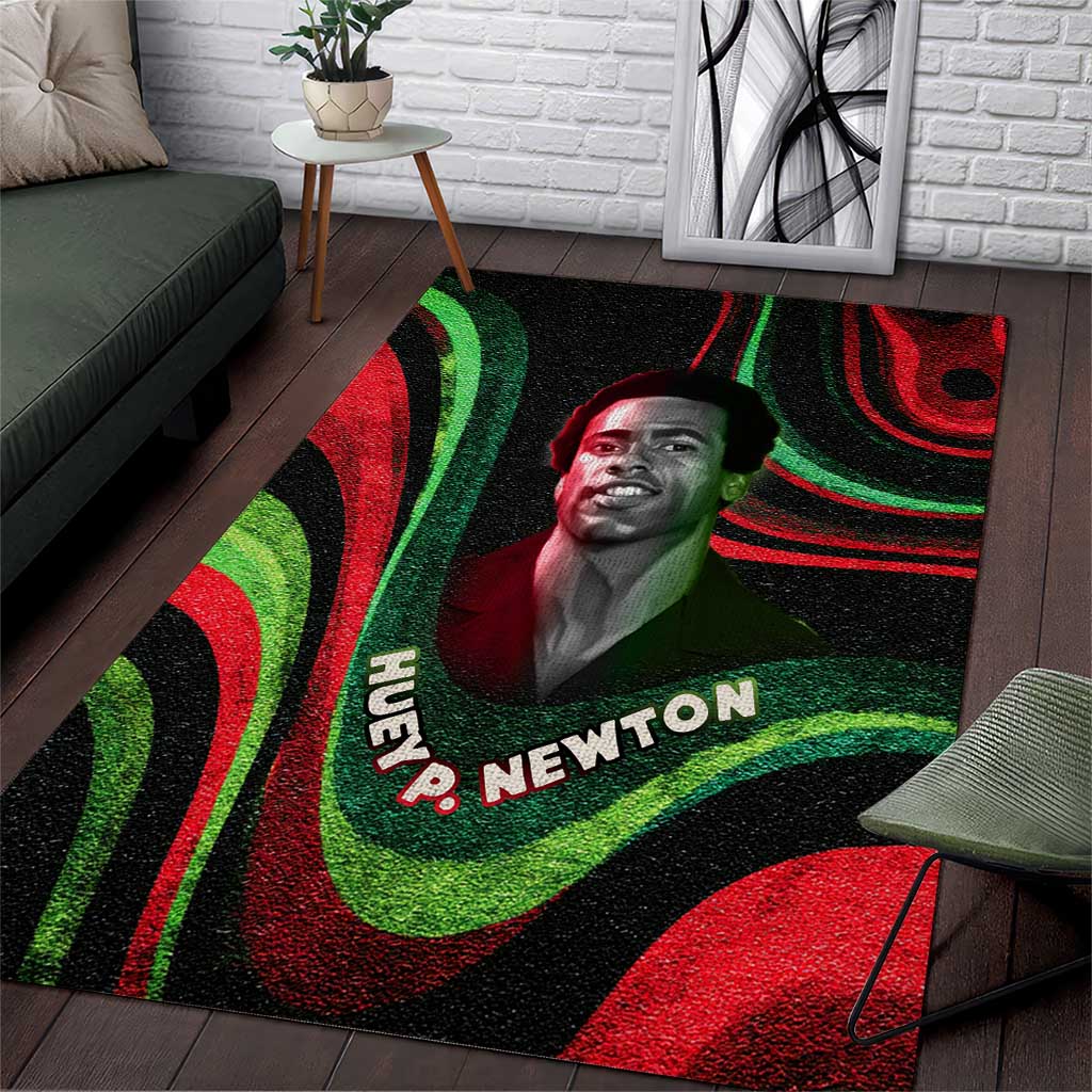 Huey P. Newton Area Rug Swirl Design Black Panther Party Symbol Revolutionary Tribute - Wonder Print Shop
