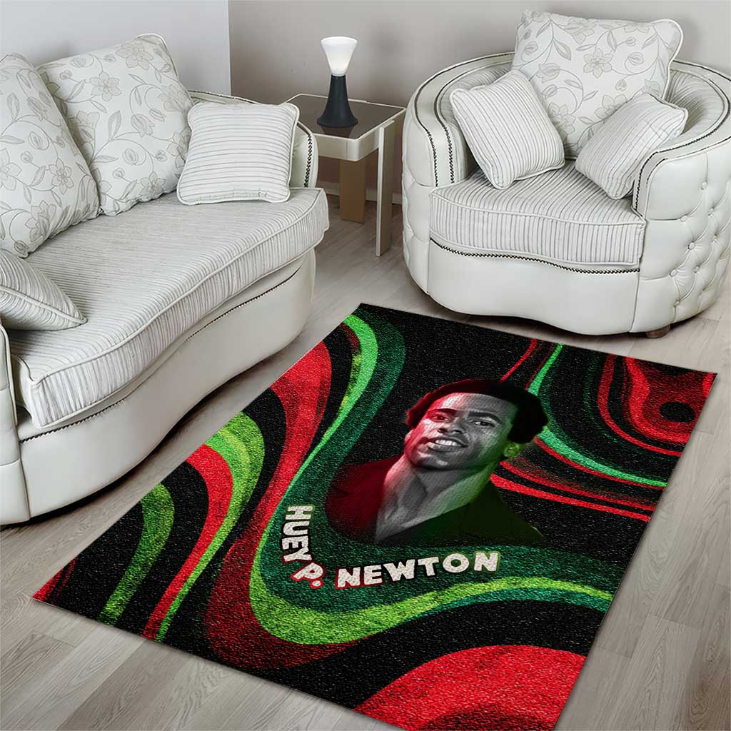 Huey P. Newton Area Rug Swirl Design Black Panther Party Symbol Revolutionary Tribute - Wonder Print Shop