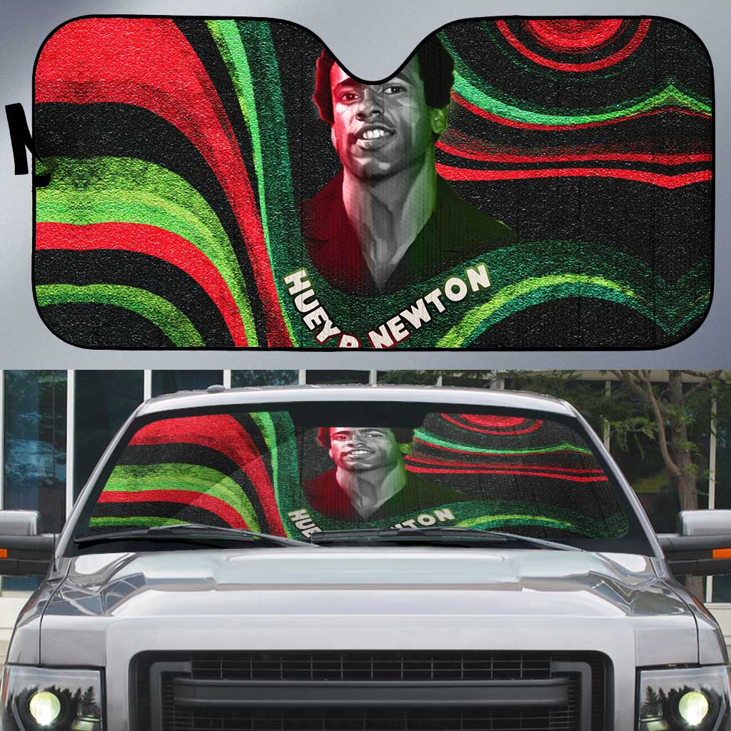 Huey P. Newton Auto Sun Shade Swirl Design Black Panther Party Symbol Revolutionary Tribute - Wonder Print Shop