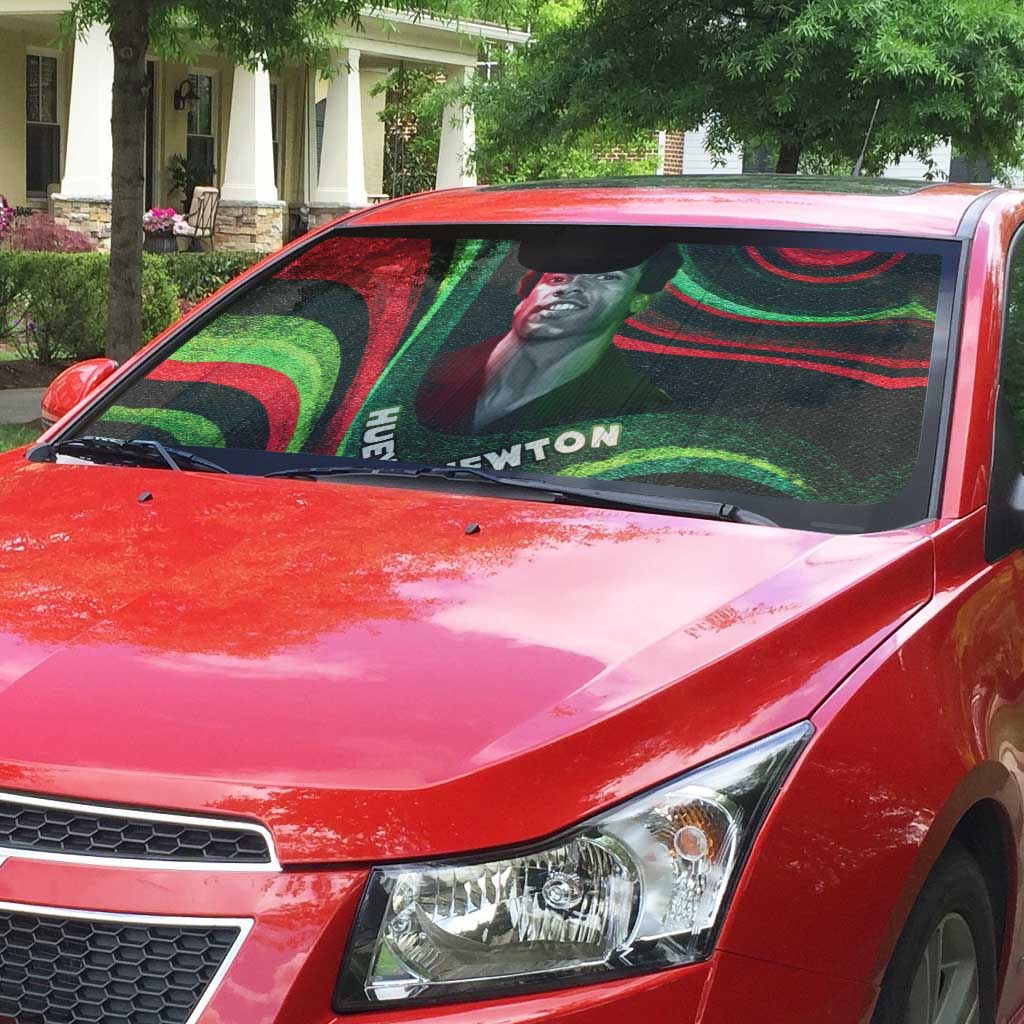 Huey P. Newton Auto Sun Shade Swirl Design Black Panther Party Symbol Revolutionary Tribute - Wonder Print Shop