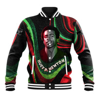 Huey P. Newton Baseball Jacket Swirl Design Black Panther Party Symbol Revolutionary Tribute - Wonder Print Shop