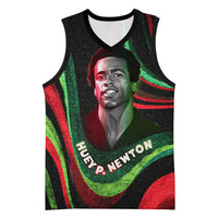 Huey P. Newton Basketball Jersey Swirl Design Black Panther Party Symbol Revolutionary Tribute - Wonder Print Shop