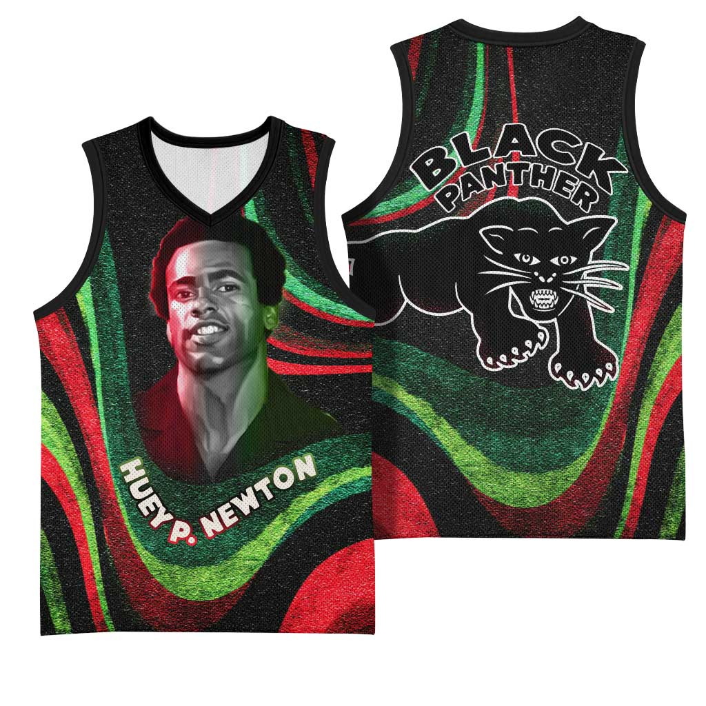 Huey P. Newton Basketball Jersey Swirl Design Black Panther Party Symbol Revolutionary Tribute - Wonder Print Shop