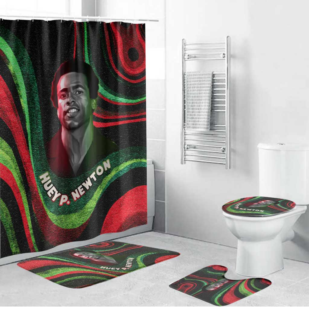 Huey P. Newton Bathroom Set Swirl Design Black Panther Party Symbol Revolutionary Tribute - Wonder Print Shop