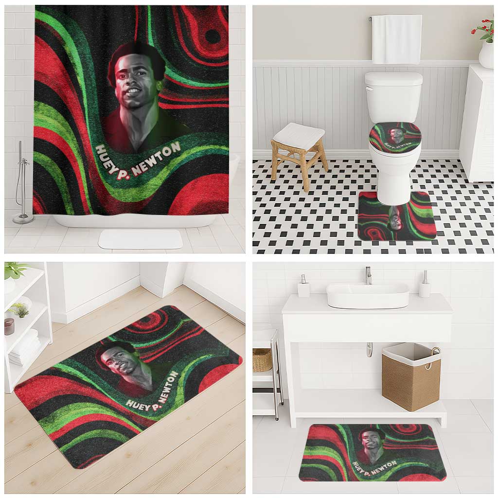 Huey P. Newton Bathroom Set Swirl Design Black Panther Party Symbol Revolutionary Tribute - Wonder Print Shop