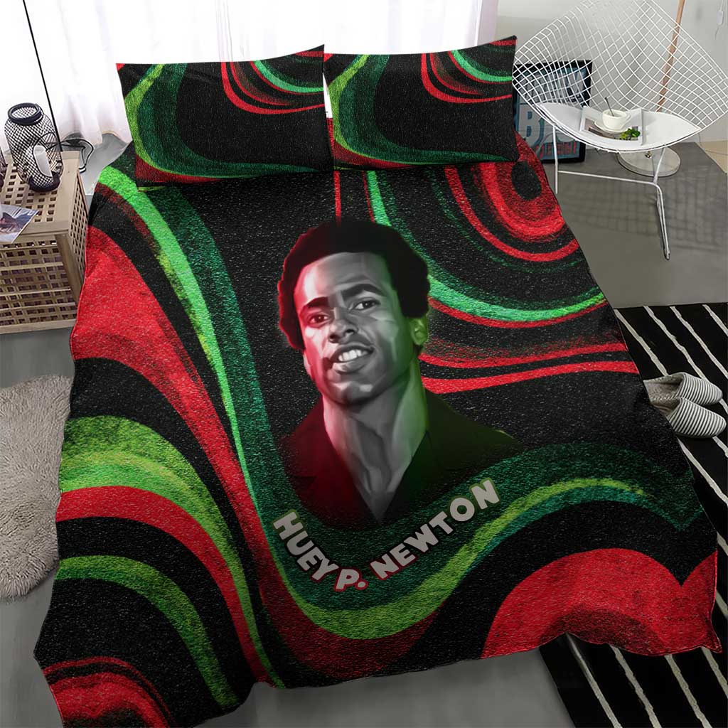 Huey P. Newton Bedding Set Swirl Design Black Panther Party Symbol Revolutionary Tribute - Wonder Print Shop