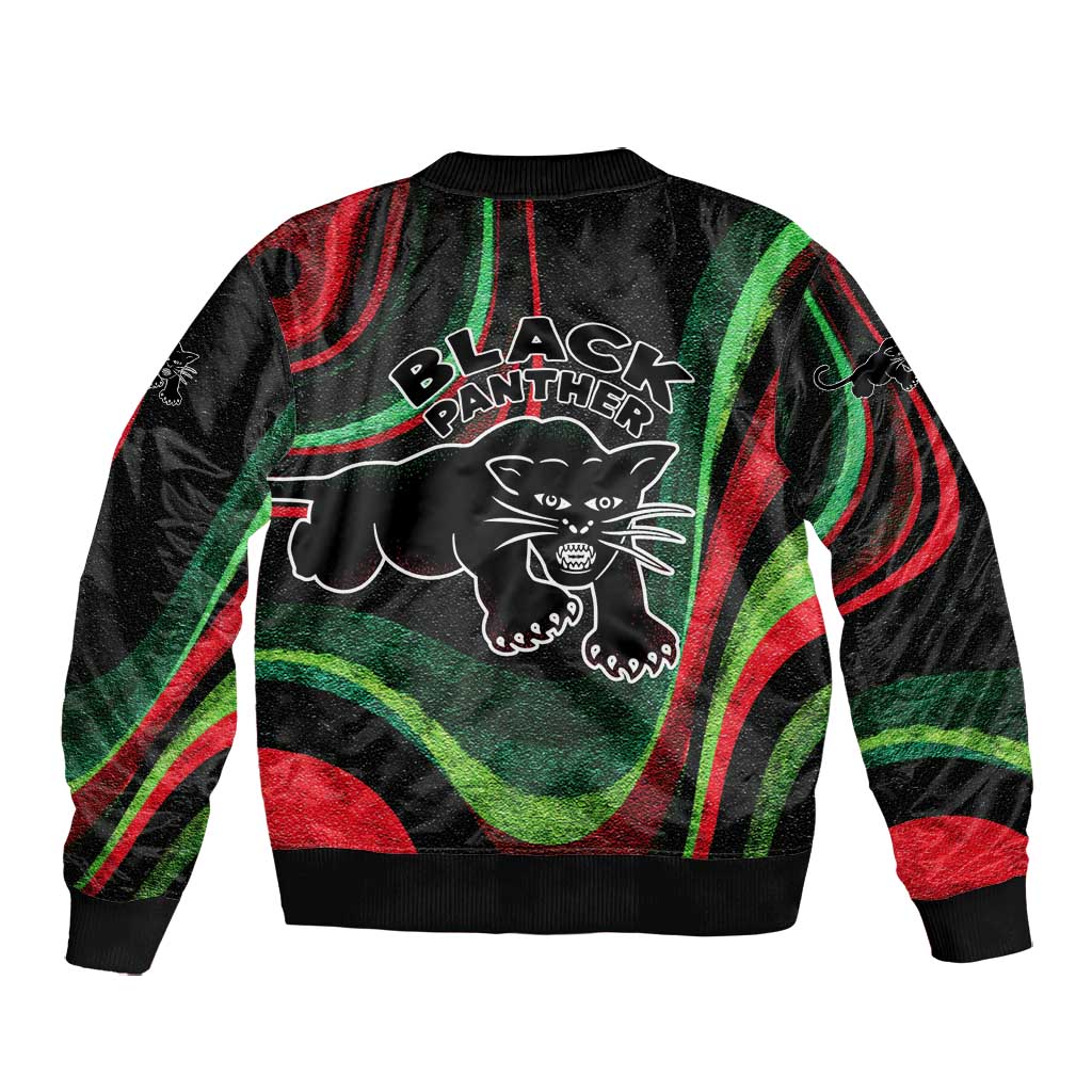Huey P. Newton Bomber Jacket Swirl Design Black Panther Party Symbol Revolutionary Tribute - Wonder Print Shop