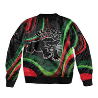 Huey P. Newton Bomber Jacket Swirl Design Black Panther Party Symbol Revolutionary Tribute - Wonder Print Shop
