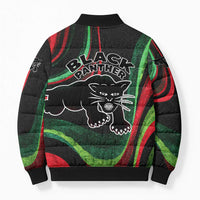 Huey P. Newton Bomber Puffer Jacket Swirl Design Black Panther Party Symbol Revolutionary Tribute - Wonder Print Shop