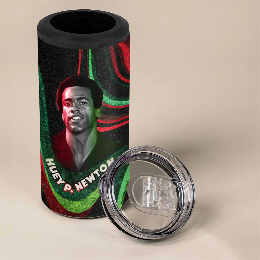 Huey P. Newton 4 in 1 Can Cooler Tumbler Swirl Design Black Panther Party Symbol Revolutionary Tribute - Wonder Print Shop
