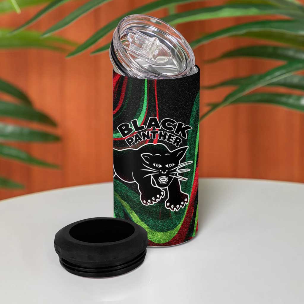 Huey P. Newton 4 in 1 Can Cooler Tumbler Swirl Design Black Panther Party Symbol Revolutionary Tribute - Wonder Print Shop