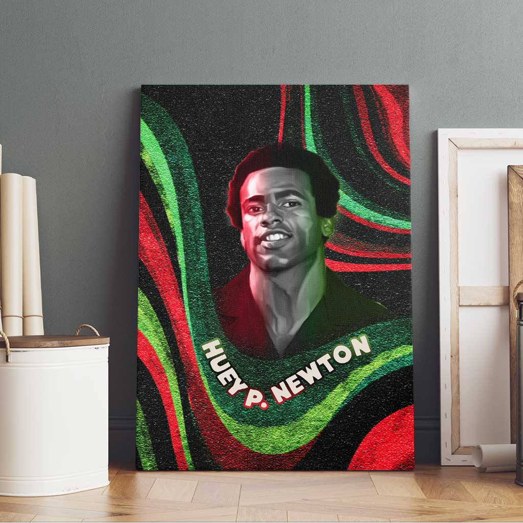 Huey P. Newton Canvas Wall Art Swirl Design Black Panther Party Symbol Revolutionary Tribute - Wonder Print Shop