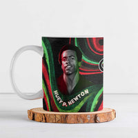 Huey P. Newton Ceramic Mug Swirl Design Black Panther Party Symbol Revolutionary Tribute - Wonder Print Shop