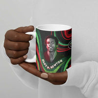 Huey P. Newton Ceramic Mug Swirl Design Black Panther Party Symbol Revolutionary Tribute - Wonder Print Shop