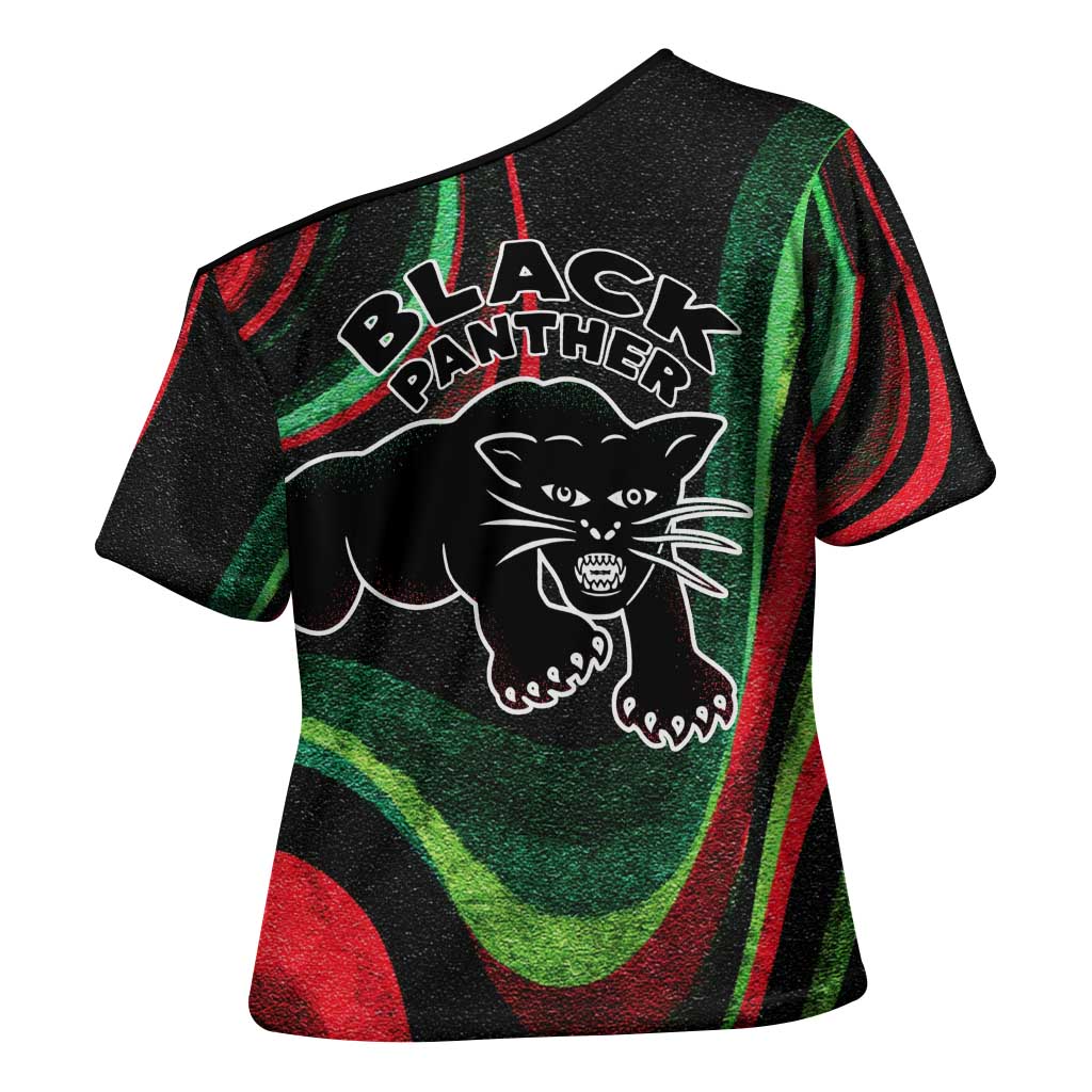 Huey P. Newton Cross Shoulder Shirt Swirl Design Black Panther Party Symbol Revolutionary Tribute - Wonder Print Shop