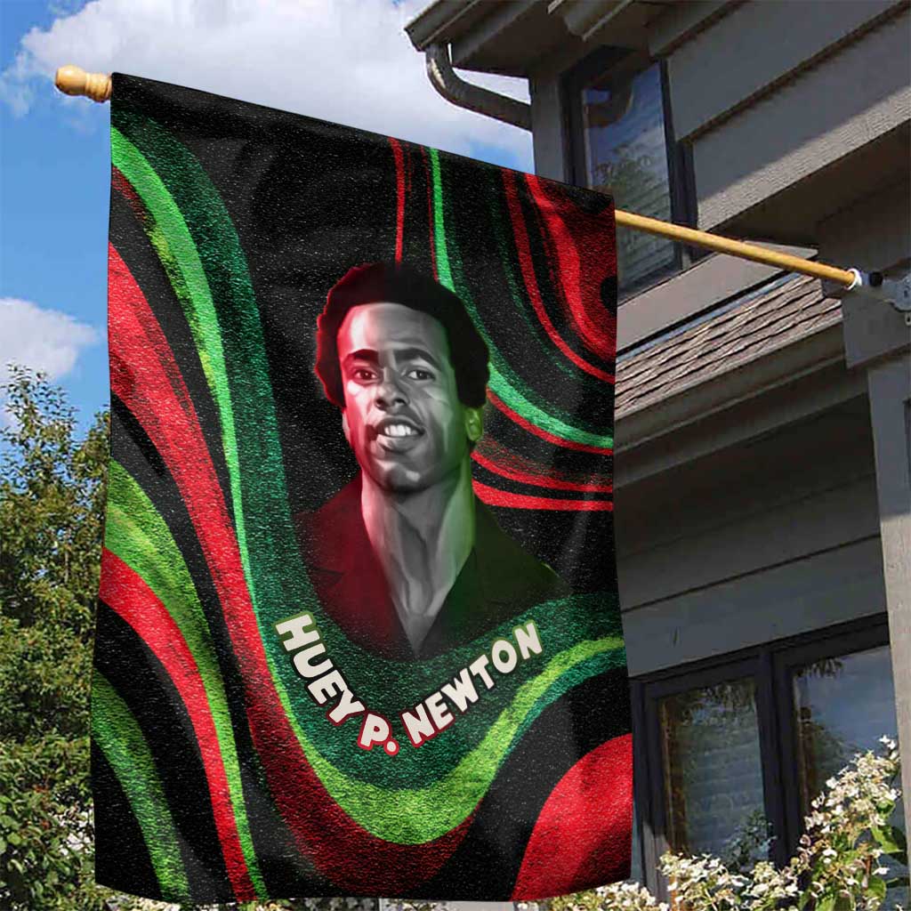 Huey P. Newton Garden Flag Swirl Design Black Panther Party Symbol Revolutionary Tribute - Wonder Print Shop