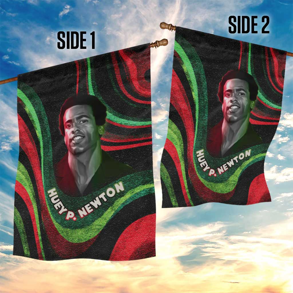 Huey P. Newton Garden Flag Swirl Design Black Panther Party Symbol Revolutionary Tribute - Wonder Print Shop
