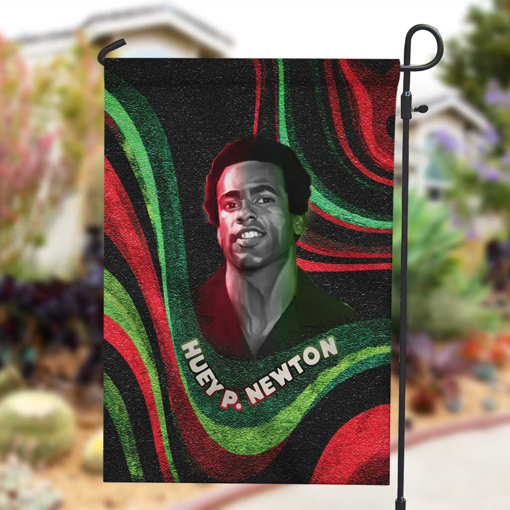 Huey P. Newton Garden Flag Swirl Design Black Panther Party Symbol Revolutionary Tribute - Wonder Print Shop