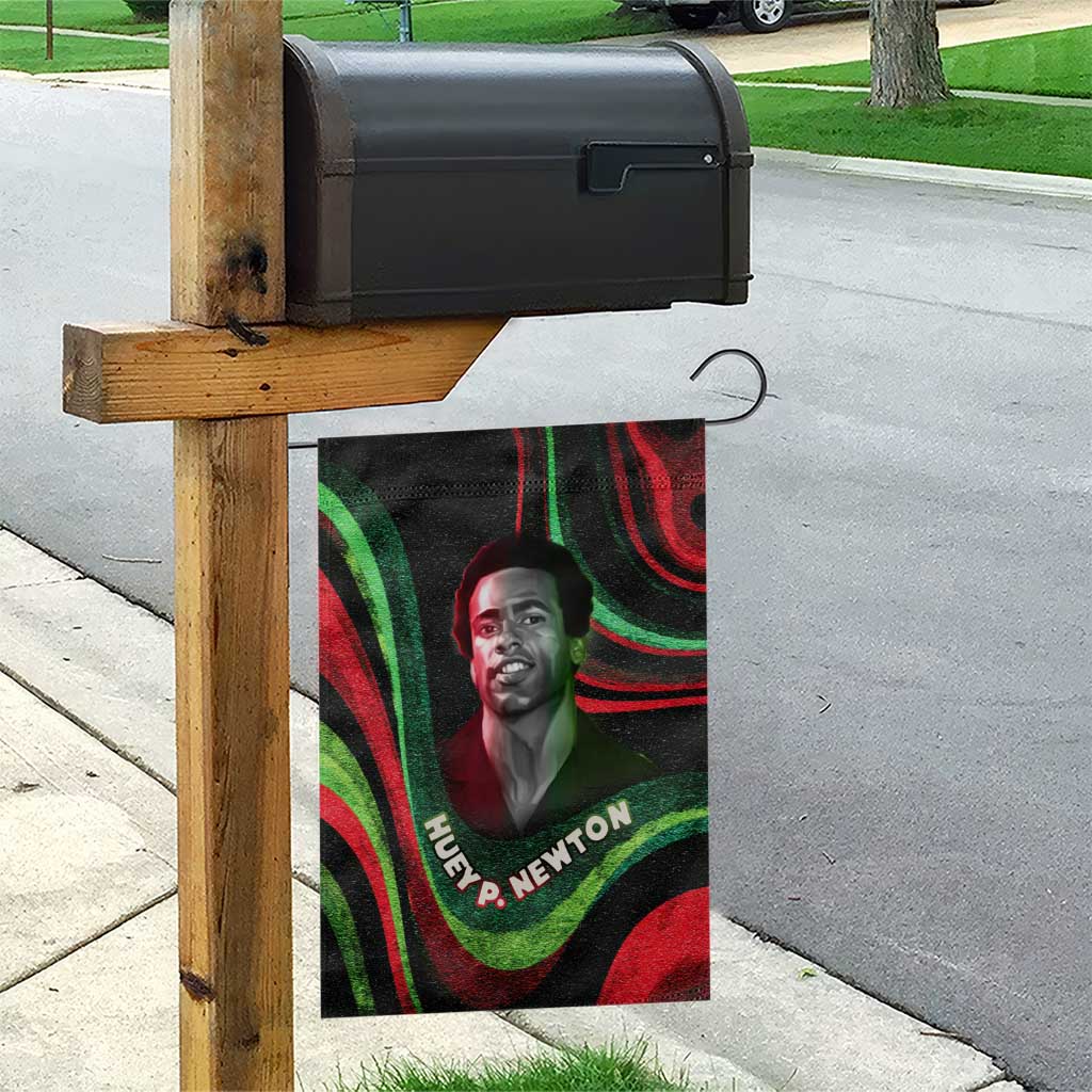 Huey P. Newton Garden Flag Swirl Design Black Panther Party Symbol Revolutionary Tribute - Wonder Print Shop