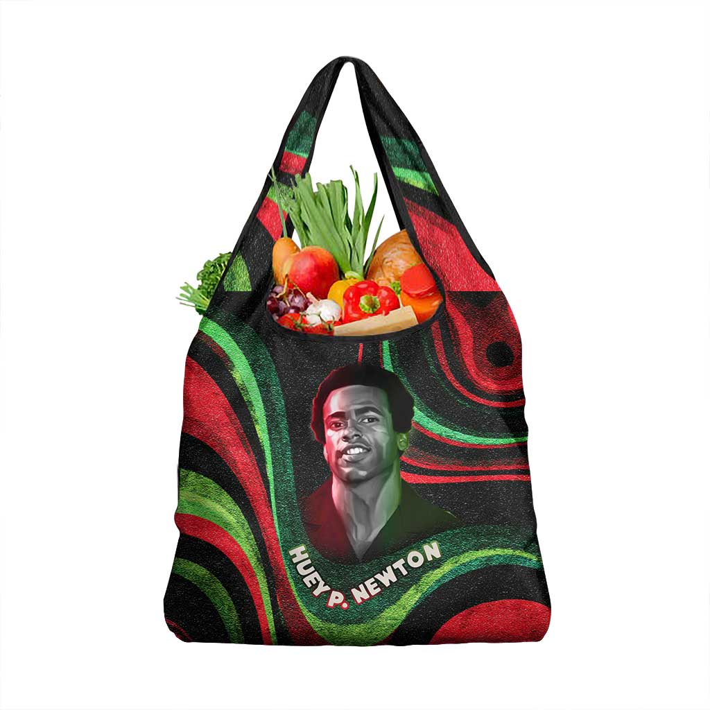 Huey P. Newton Grocery Bag Swirl Design Black Panther Party Symbol Revolutionary Tribute - Wonder Print Shop