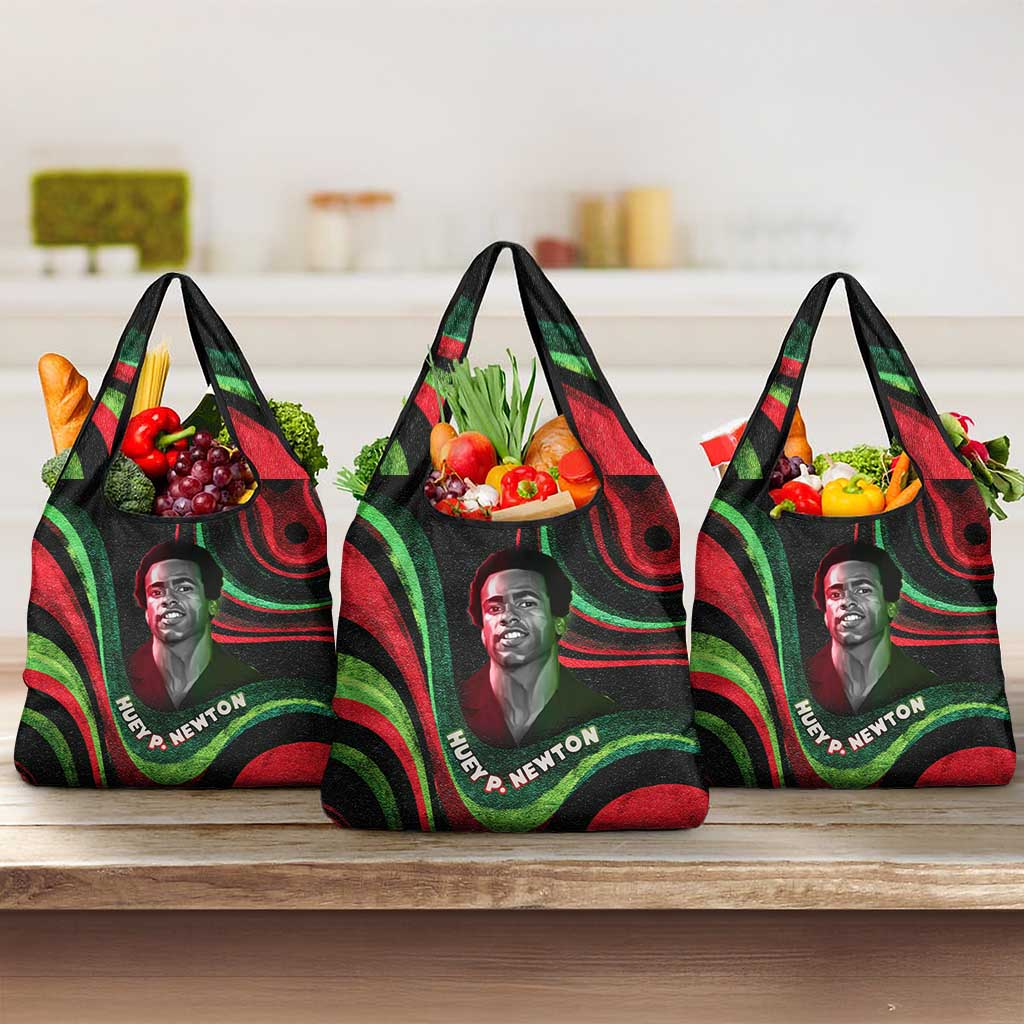 Huey P. Newton Grocery Bag Swirl Design Black Panther Party Symbol Revolutionary Tribute - Wonder Print Shop